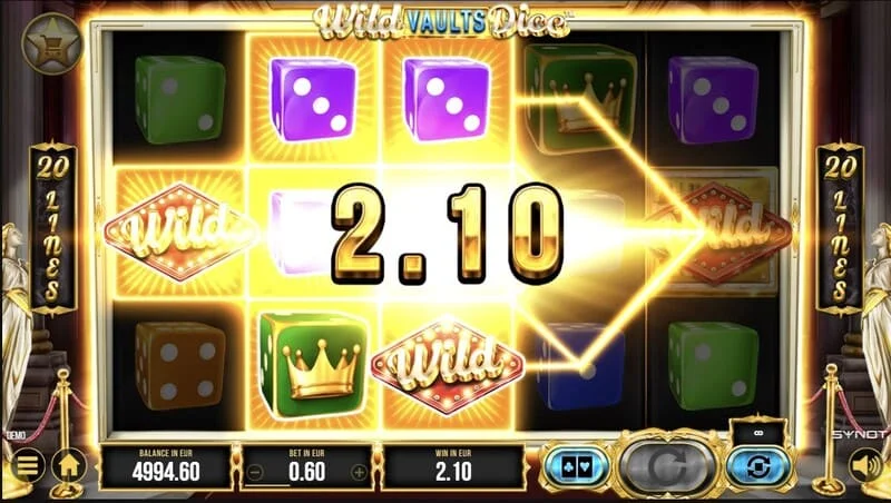 Wild Vaults Dice - hovedskjermen med hjul og hvelv